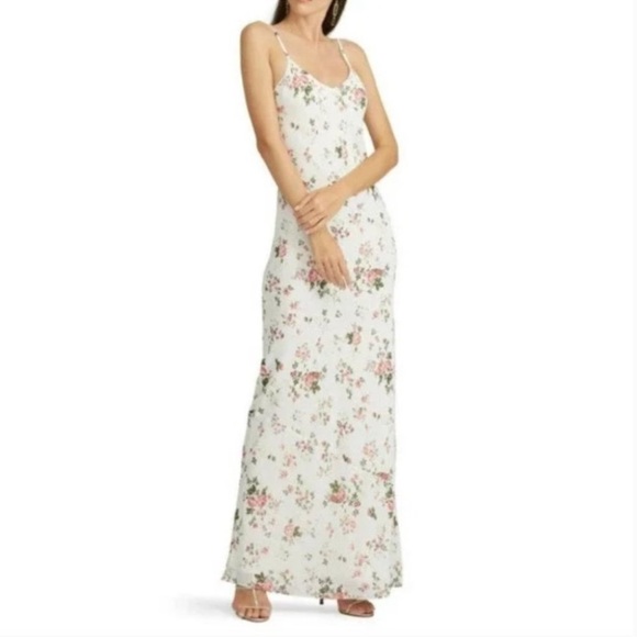 Reformation Germain Maxi Dress in Rose Floral with Spaghetti Straps Size XS - Picture 1 of 11